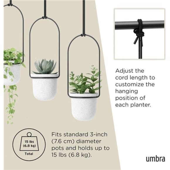 Hanging Planter for Window, Indoor Herb Garden, Set of 3 - Picture 5 of 7